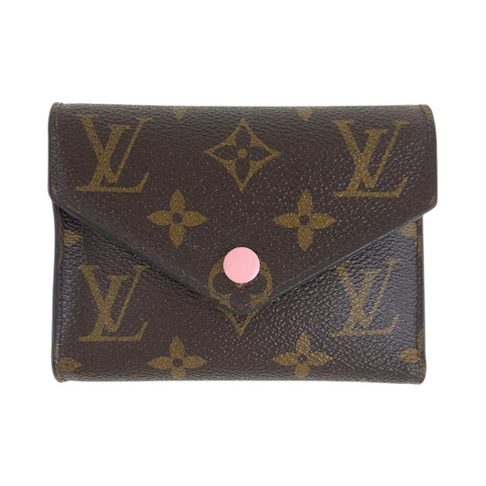 LOUIS VUITTON Tri-fold wallet M62360 PVC, Leather Brown Rose Ballerine Pink Gold Metal Folding wallet Compact wallet Monogram Portefeuille Victorine Women Used Authentic