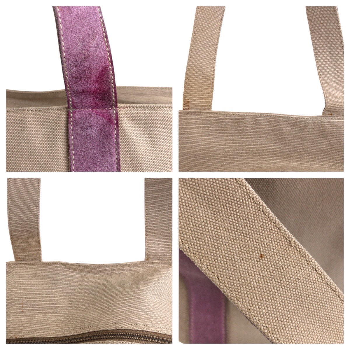 PRADA Tote Bag Canvas, Suede Beige pink Tote Bag Shoulder Bag Triangle With logo Women Used Authentic