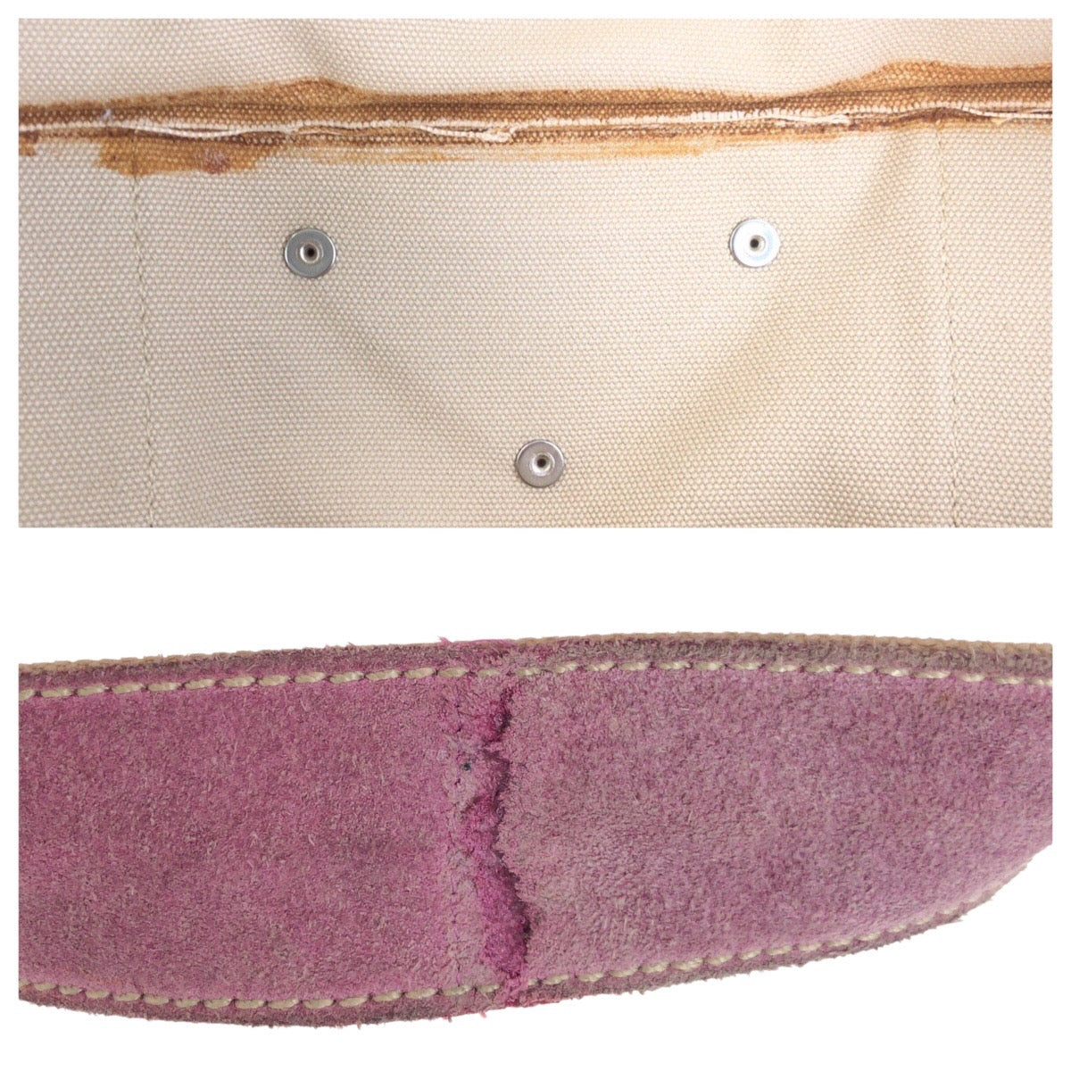 PRADA Tote Bag Canvas, Suede Beige pink Tote Bag Shoulder Bag Triangle With logo Women Used Authentic