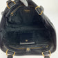 PRADA Handbag Leather, Nylon Black Gold Metal Handbag Shoulder Bag Vitello Dino Tessuto Triangle With logo Women Used Authentic