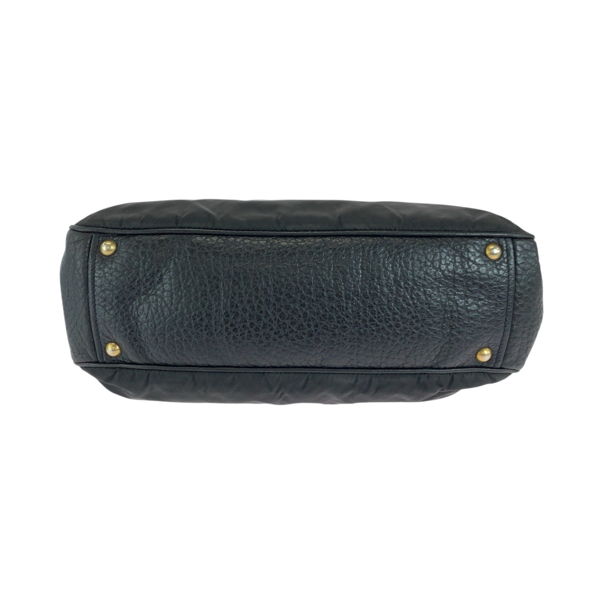 PRADA Handbag Leather, Nylon Black Gold Metal Handbag Shoulder Bag Vitello Dino Tessuto Triangle With logo Women Used Authentic