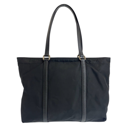 PRADA Tote Bag Nylon, Leather Black SilverMetal Tote Bag Shoulder Bag Test Triangle With logo Women Used Authentic