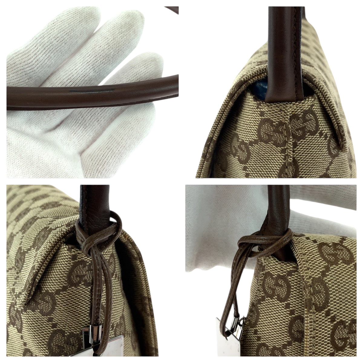 GUCCI Shoulder Bag 90646 GG canvas Beige Brown SilverMetal Shoulder Bag Shoulder Bag Women Used Authentic