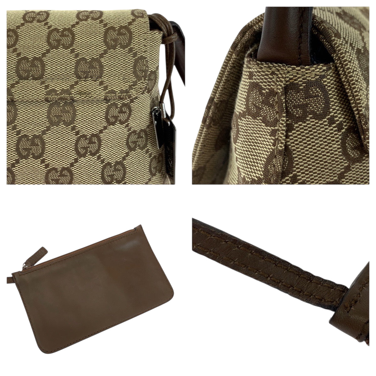 GUCCI Shoulder Bag 90646 GG canvas Beige Brown SilverMetal Shoulder Bag Shoulder Bag Women Used Authentic