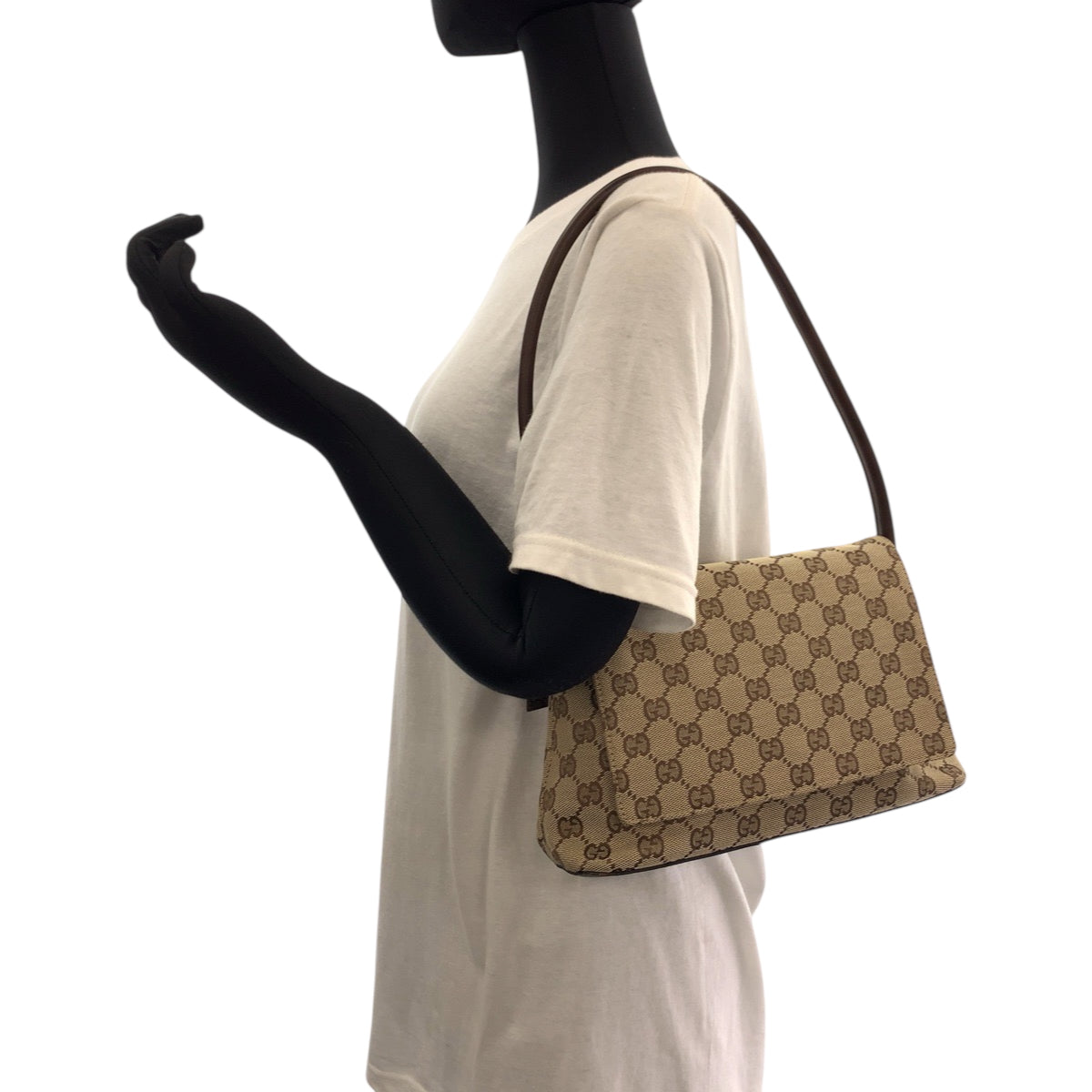 GUCCI Shoulder Bag 90646 GG canvas Beige Brown SilverMetal Shoulder Bag Shoulder Bag Women Used Authentic