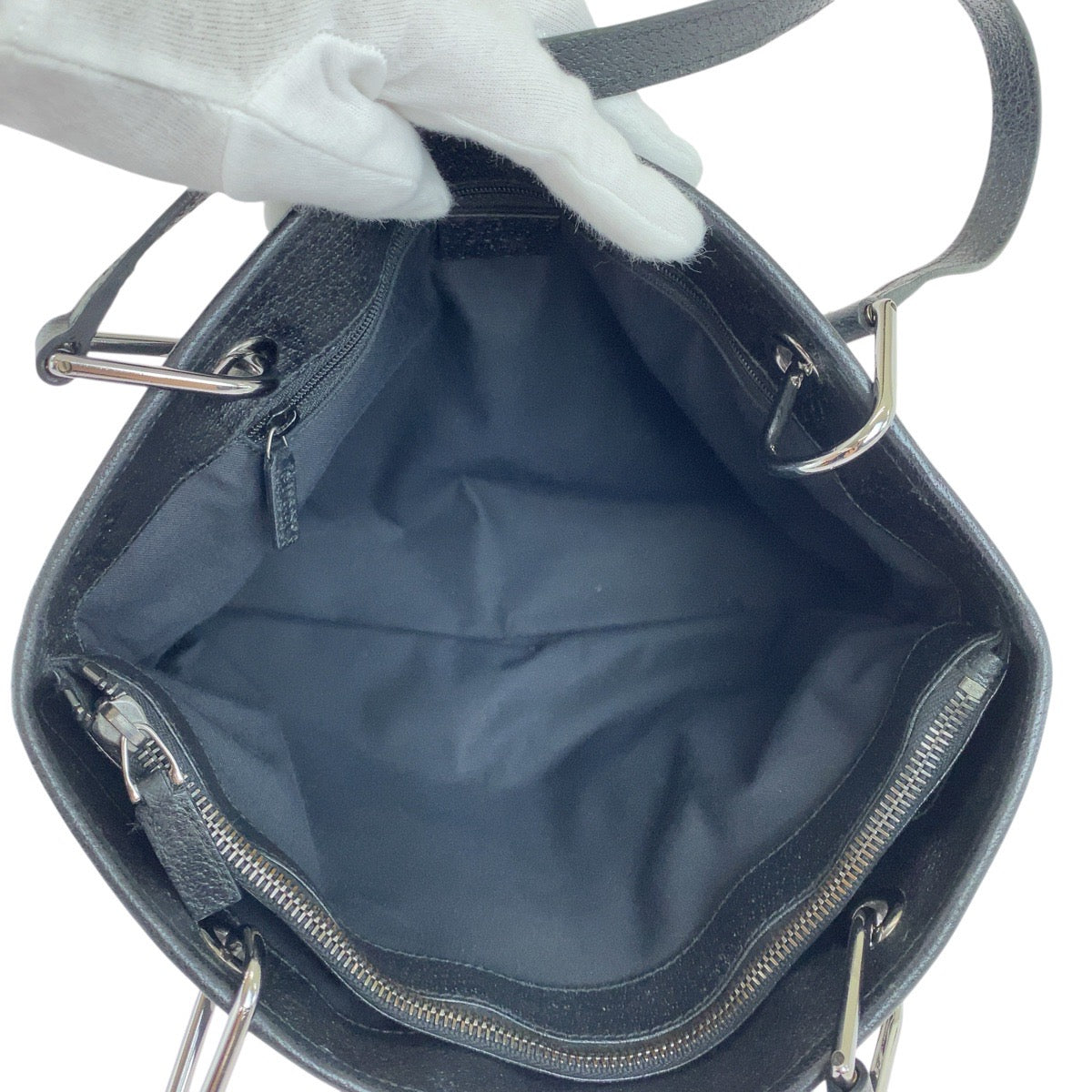 GUCCI Tote Bag 120837 GG canvas, leather Black SilverMetal Tote Bag Shoulder Bag Women Used Authentic