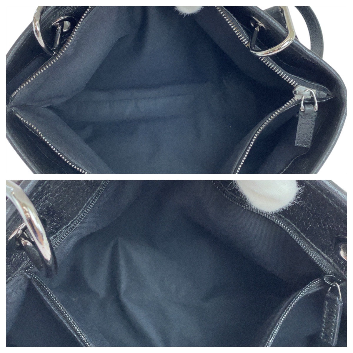 GUCCI Tote Bag 120837 GG canvas, leather Black SilverMetal Tote Bag Shoulder Bag Women Used Authentic