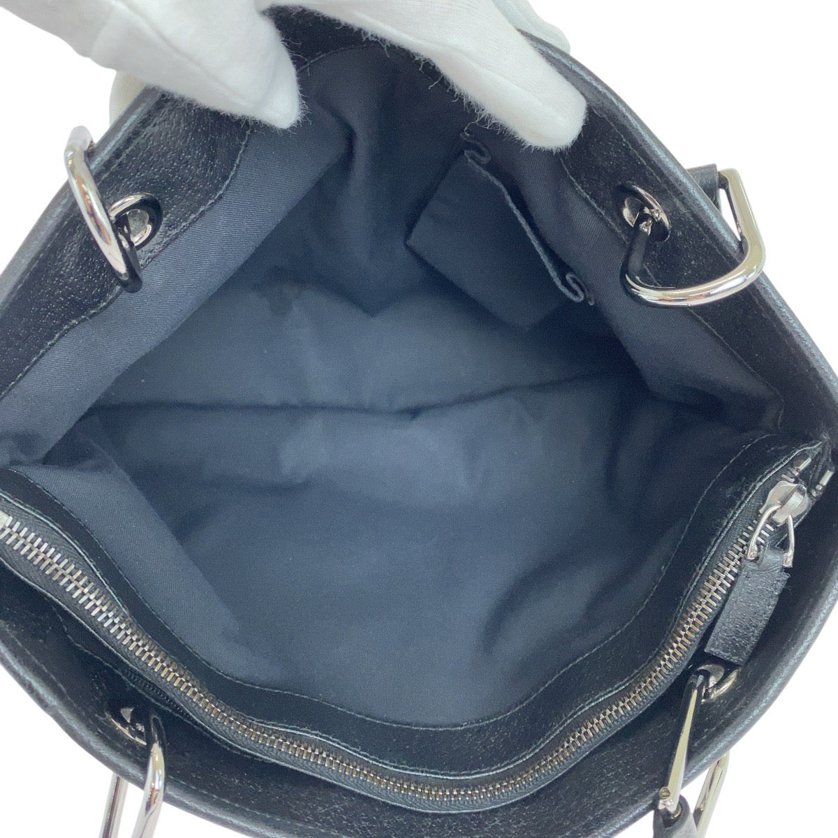 GUCCI Tote Bag 120837 GG canvas, leather Black SilverMetal Tote Bag Shoulder Bag Women Used Authentic