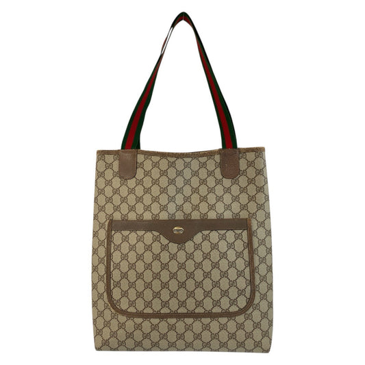 GUCCI Tote Bag 39 02 003 GG Supreme Canvas Beige brown Tote Bag Shoulder Bag Sherry Line Old Gucci Women Used Authentic