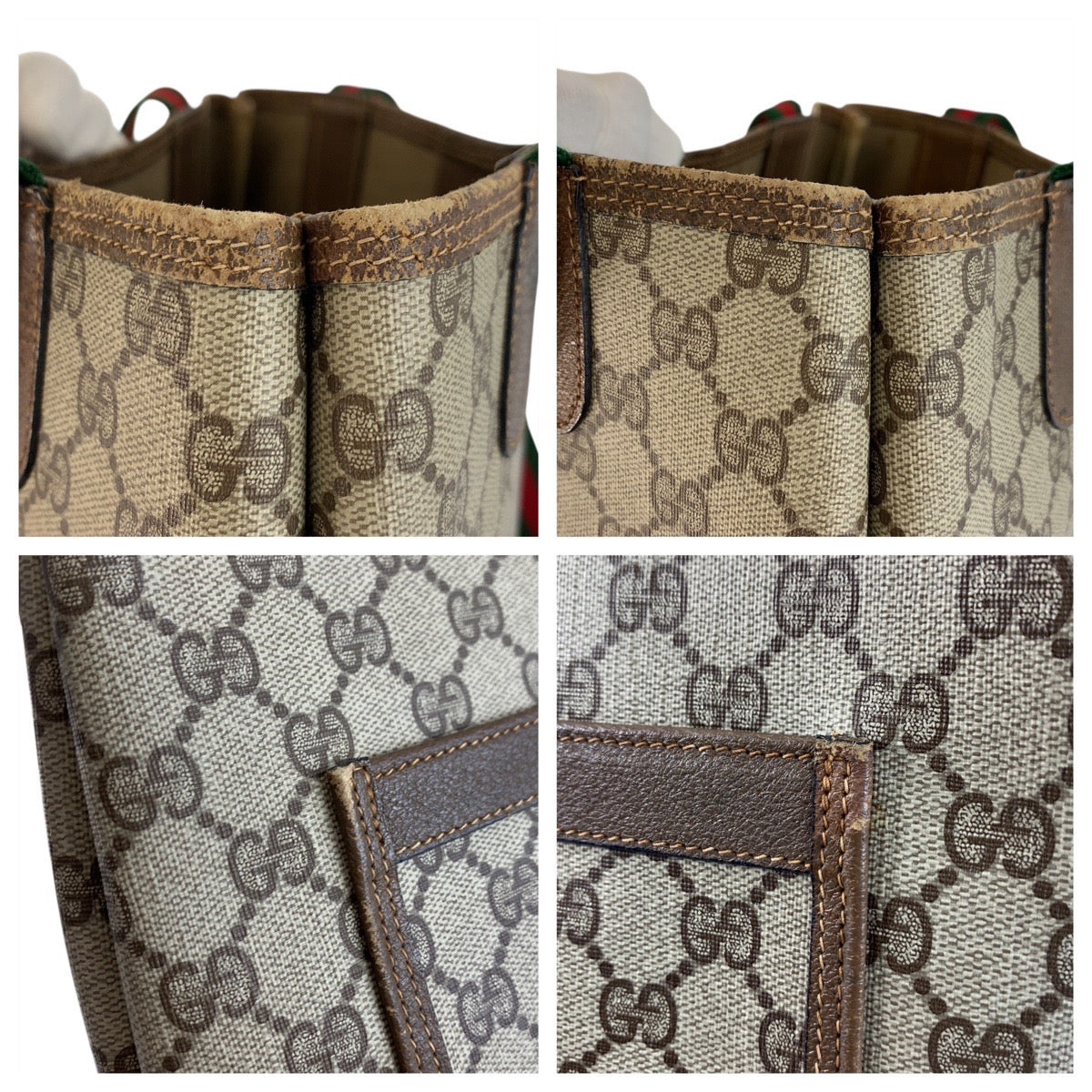 GUCCI Tote Bag 39 02 003 GG Supreme Canvas Beige brown Tote Bag Shoulder Bag Sherry Line Old Gucci Women Used Authentic