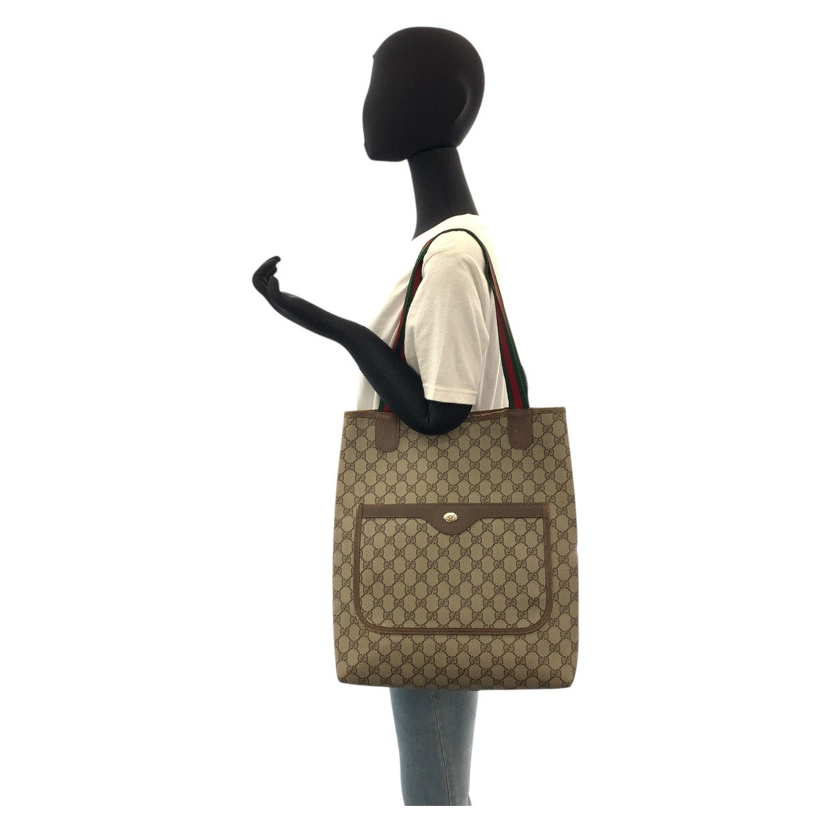 GUCCI Tote Bag 39 02 003 GG Supreme Canvas Beige brown Tote Bag Shoulder Bag Sherry Line Old Gucci Women Used Authentic