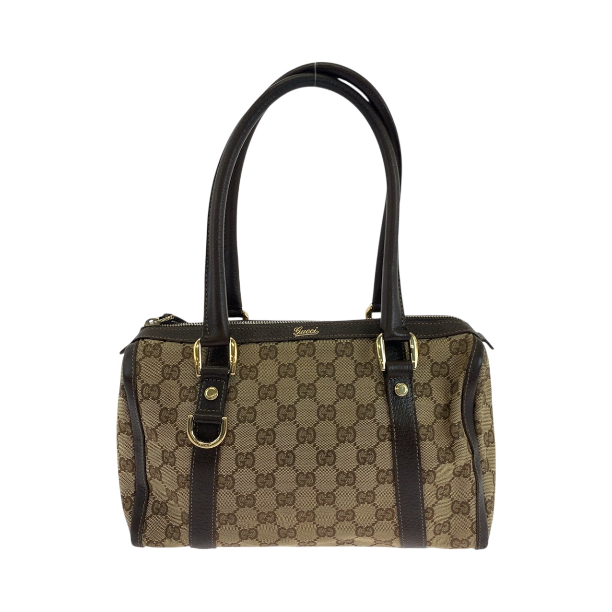 GUCCI Handbag 130942 GG canvas Beige Brown Gold Metal Handbag Shoulder Bag Women Used Authentic