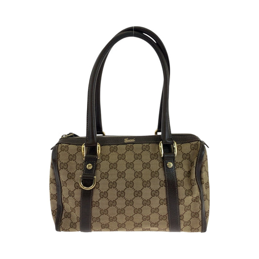 GUCCI Handbag 130942 GG canvas Beige Brown Gold Metal Handbag Shoulder Bag Women Used Authentic