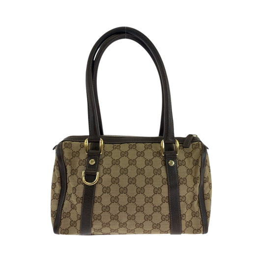 GUCCI Handbag 130942 GG canvas Beige Brown Gold Metal Handbag Shoulder Bag Women Used Authentic