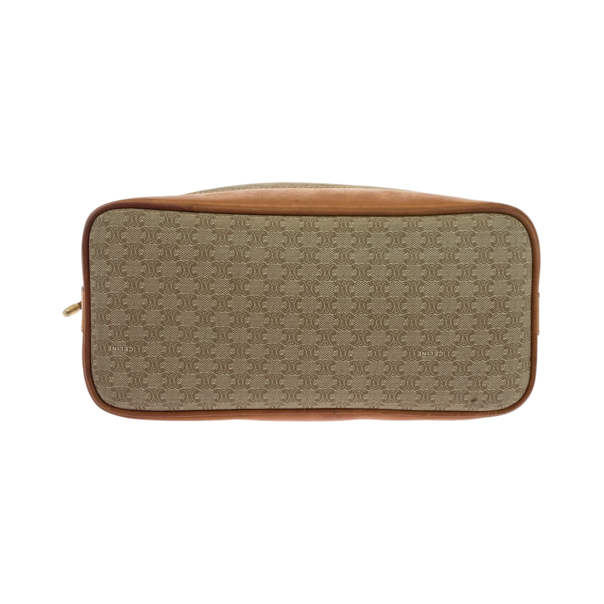 CELINE Shoulder Bag PVC Beige Brown Gold Metal Macadam