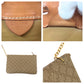 CELINE Shoulder Bag PVC Beige Brown Gold Metal Macadam