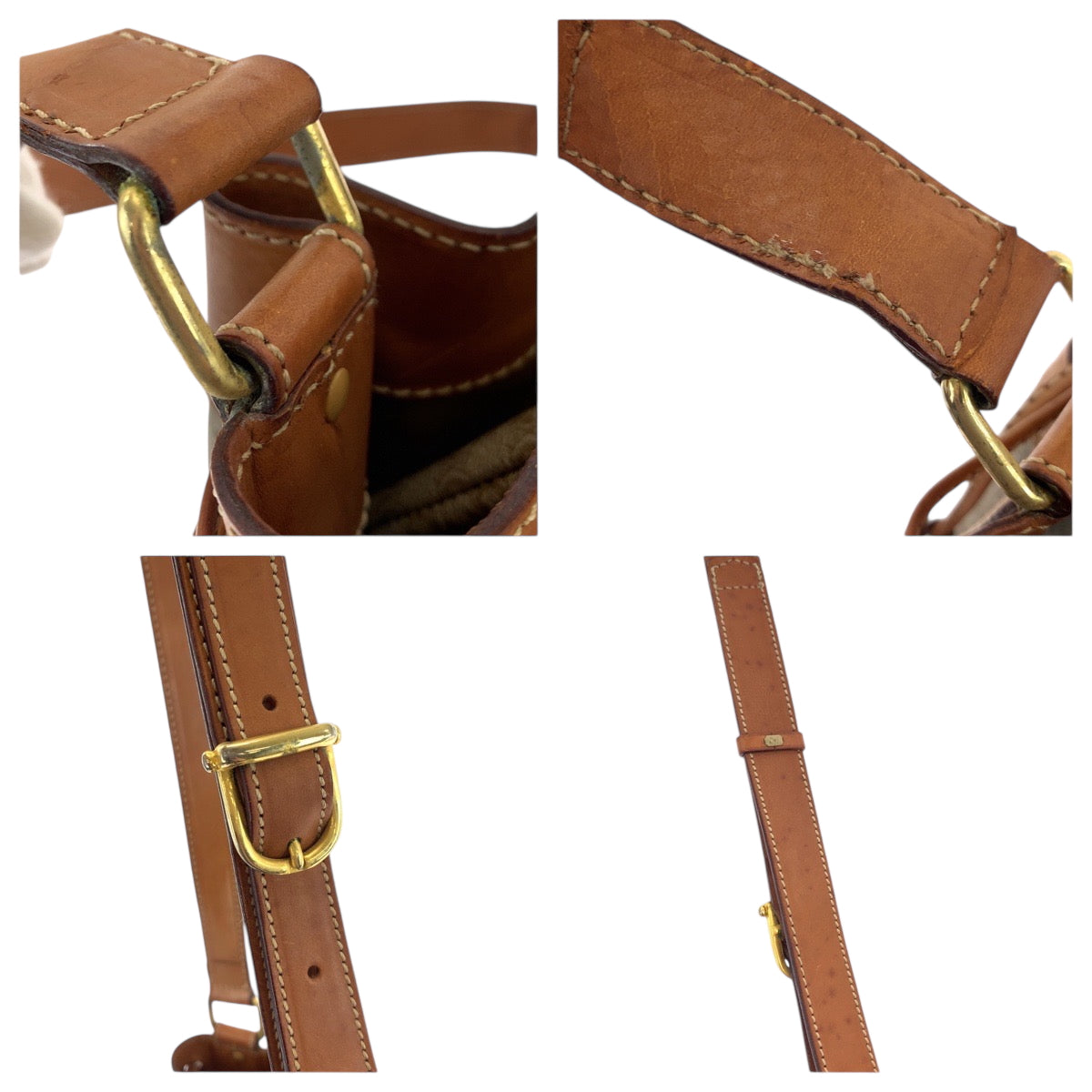CELINE Shoulder Bag PVC Beige Brown Gold Metal Macadam