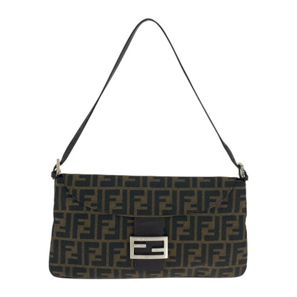 FENDI Shoulder Bag 2384 26796 018 canvas Brown Silver Metal Shoulder Bag handbag Zucca Pattern Women Used Authentic