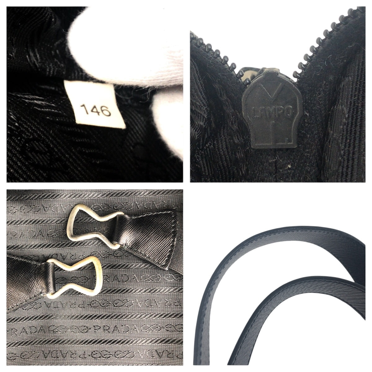 PRADA Business bag Nylon, Leather black Business bag briefcase Testo Saffiano Triangle With logo mens Used Authentic