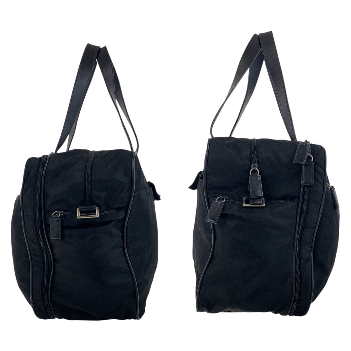 PRADA Business bag Nylon, Leather black Business bag briefcase Testo Saffiano Triangle With logo mens Used Authentic