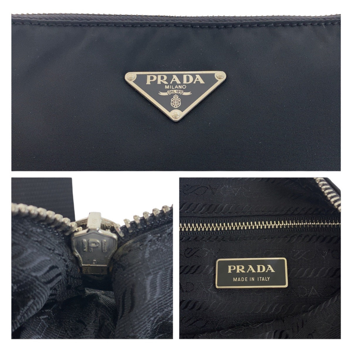 PRADA Shoulder Bag Nylon, enamel black Shoulder Bag pochette Test Triangle With logo Women Used Authentic