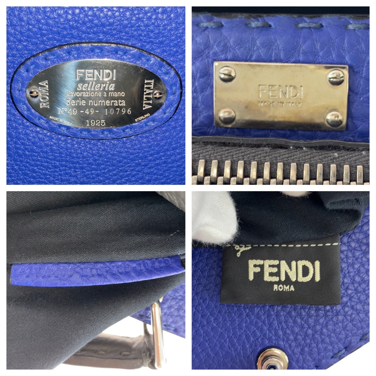 FENDI Business bag 7VA406 leather gray Business bag briefcase Celeria Peekaboo mens Used Authentic
