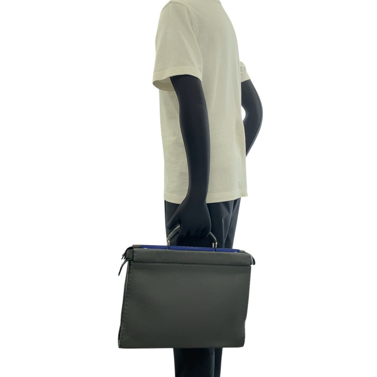 FENDI Business bag 7VA406 leather gray Business bag briefcase Celeria Peekaboo mens Used Authentic