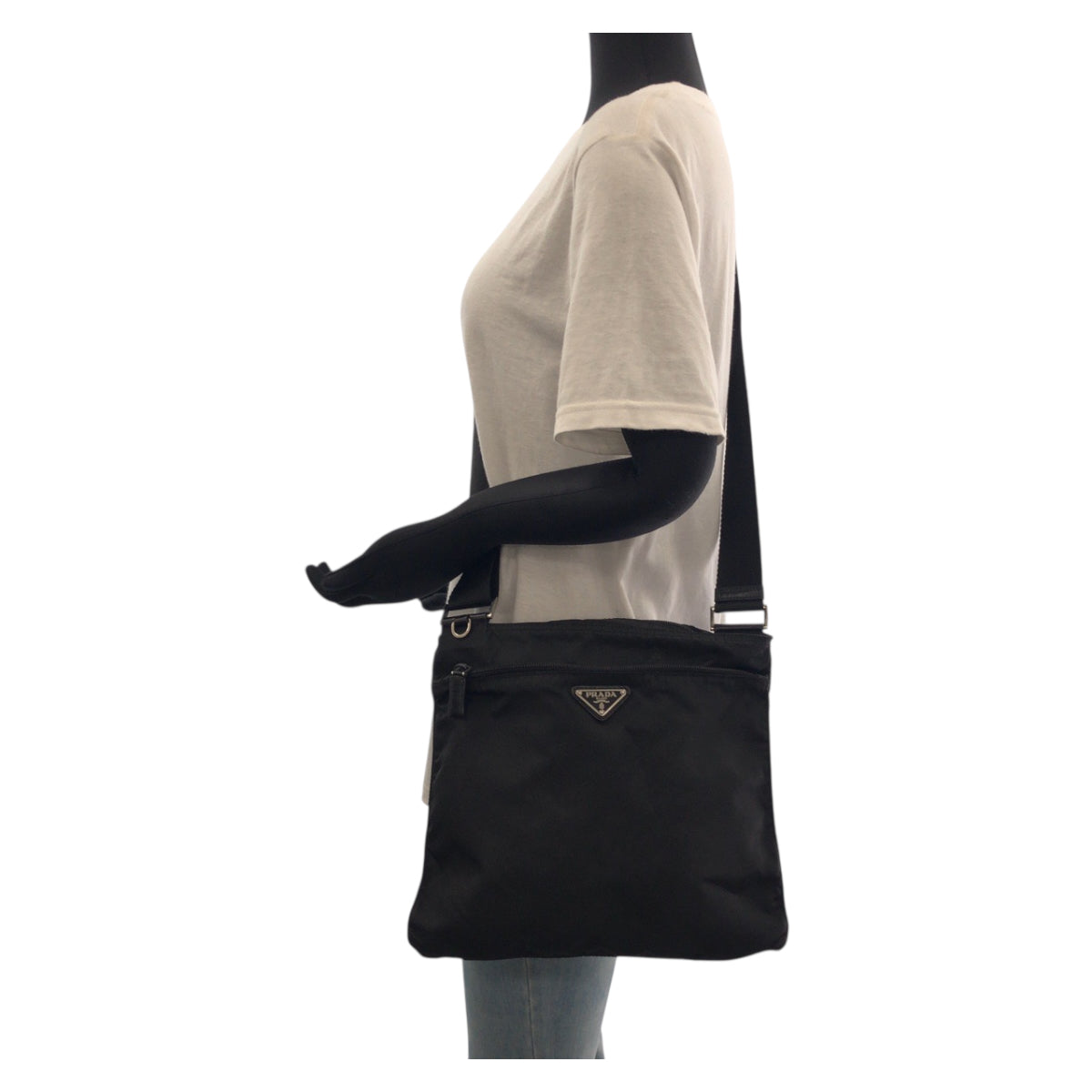 PRADA Shoulder Bag BT7372 Nylon black Shoulder Bag Sacoche Test Triangle With logo Women Used Authentic