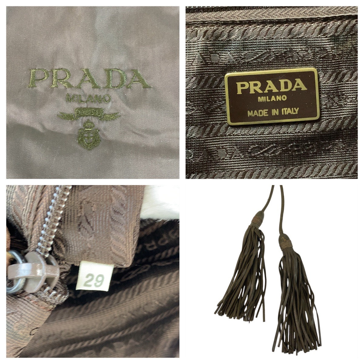 PRADA Shoulder Bag Nylon khaki Shoulder Bag Drawstring Bag Test Women Used Authentic
