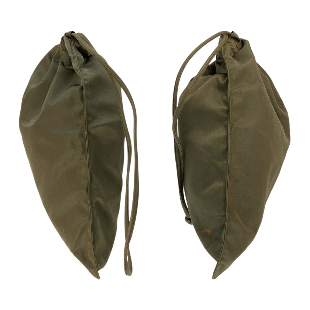 PRADA Shoulder Bag Nylon khaki Shoulder Bag Drawstring Bag Test Women Used Authentic