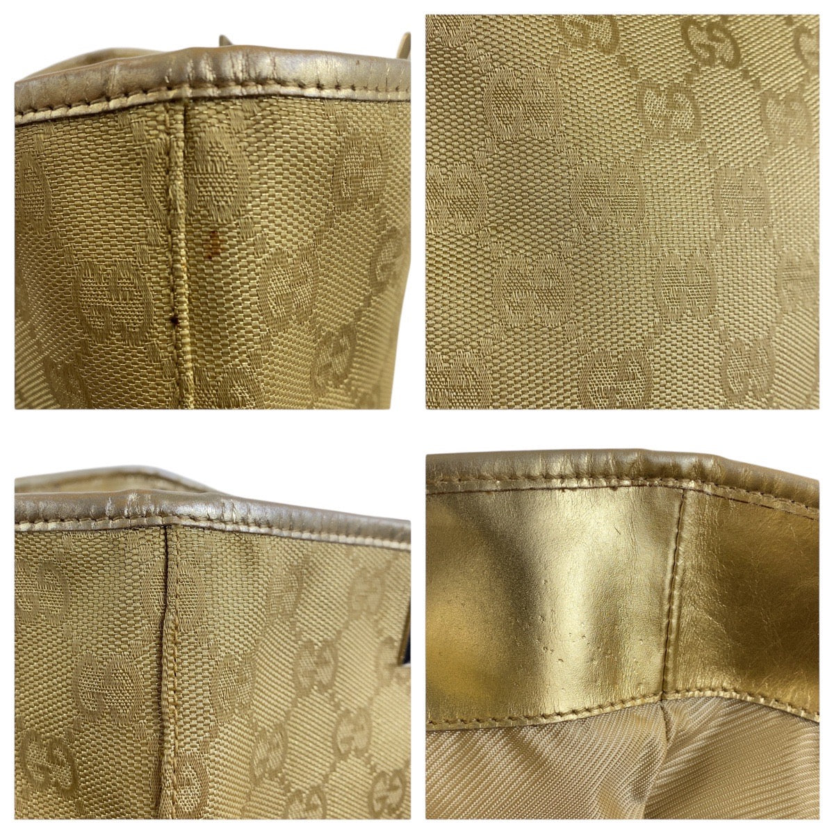 GUCCI Shoulder Bag 002 1099 GG canvas, leather gold Shoulder Bag Tote Bag Women Used Authentic