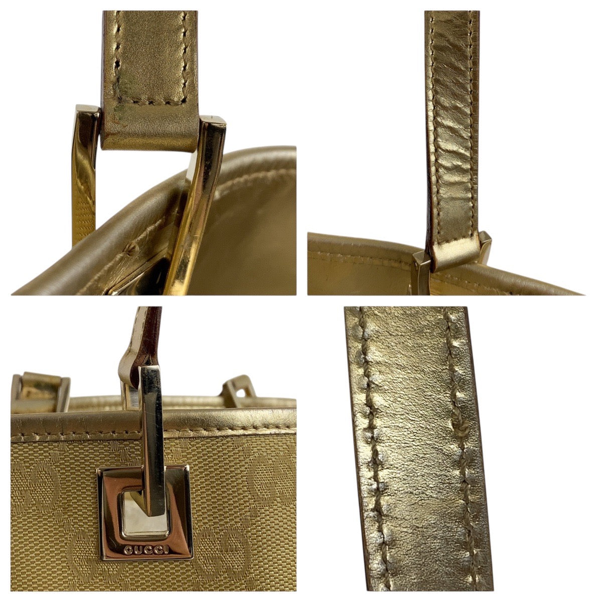GUCCI Shoulder Bag 002 1099 GG canvas, leather gold Shoulder Bag Tote Bag Women Used Authentic