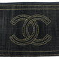 CHANEL Coin case denim Denim Blue Gold Metal Coin case with chain and coin pocket Sparkling denim COCO Mark Women Used Authentic
