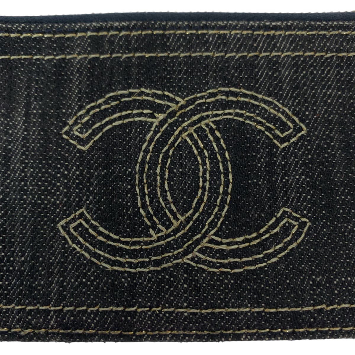 CHANEL Coin case denim Denim Blue Gold Metal Coin case with chain and coin pocket Sparkling denim COCO Mark Women Used Authentic