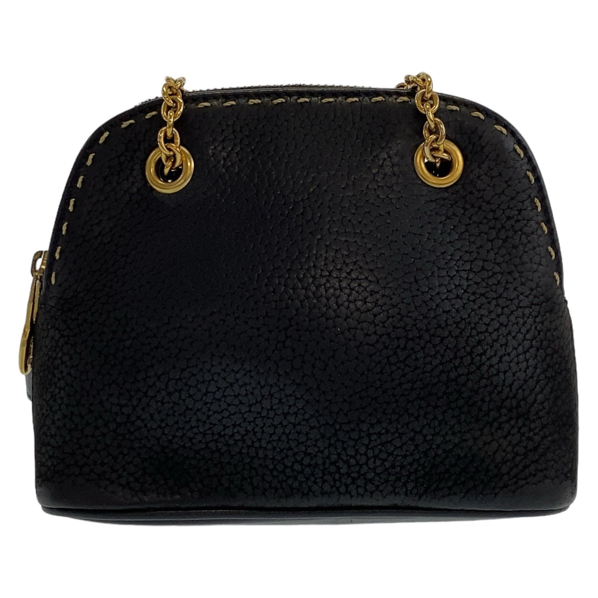 CELINE Shoulder Bag leather Black GoldMetal Triomphe