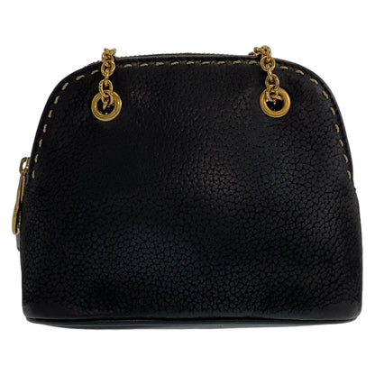 CELINE Shoulder Bag leather Black GoldMetal Triomphe