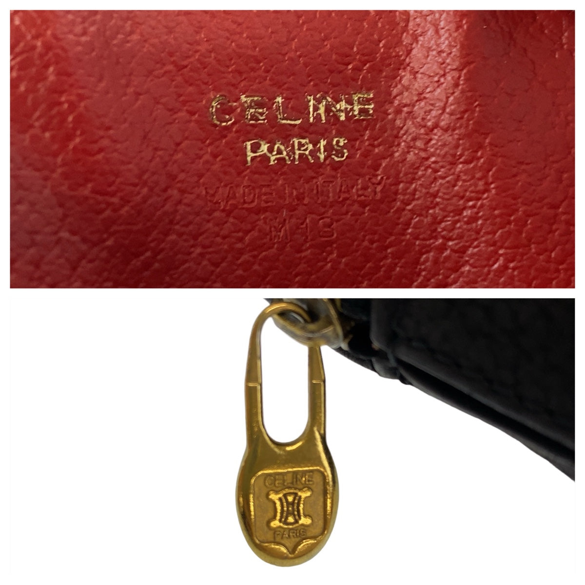 CELINE Shoulder Bag leather Black GoldMetal Triomphe