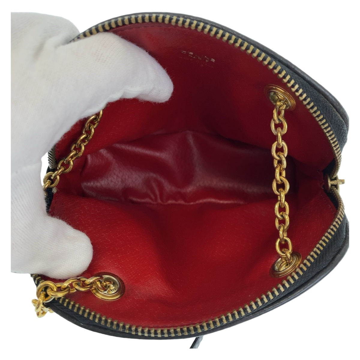 CELINE Shoulder Bag leather Black GoldMetal Triomphe