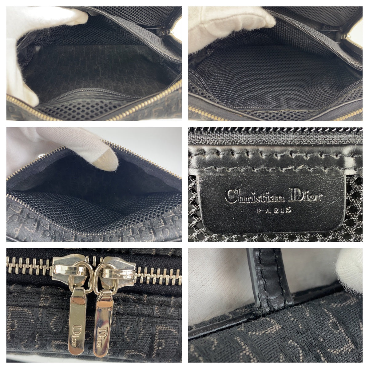 Dior Handbag MC0053 canvas Black Silver Metal Trotter Oblique Street chic
