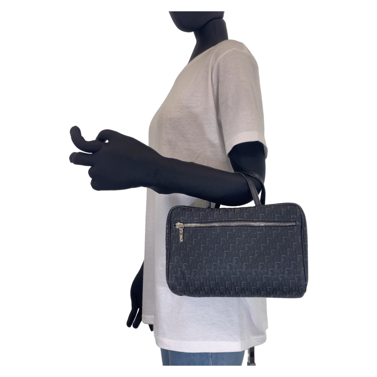 Dior Handbag MC0053 canvas Black Silver Metal Trotter Oblique Street chic