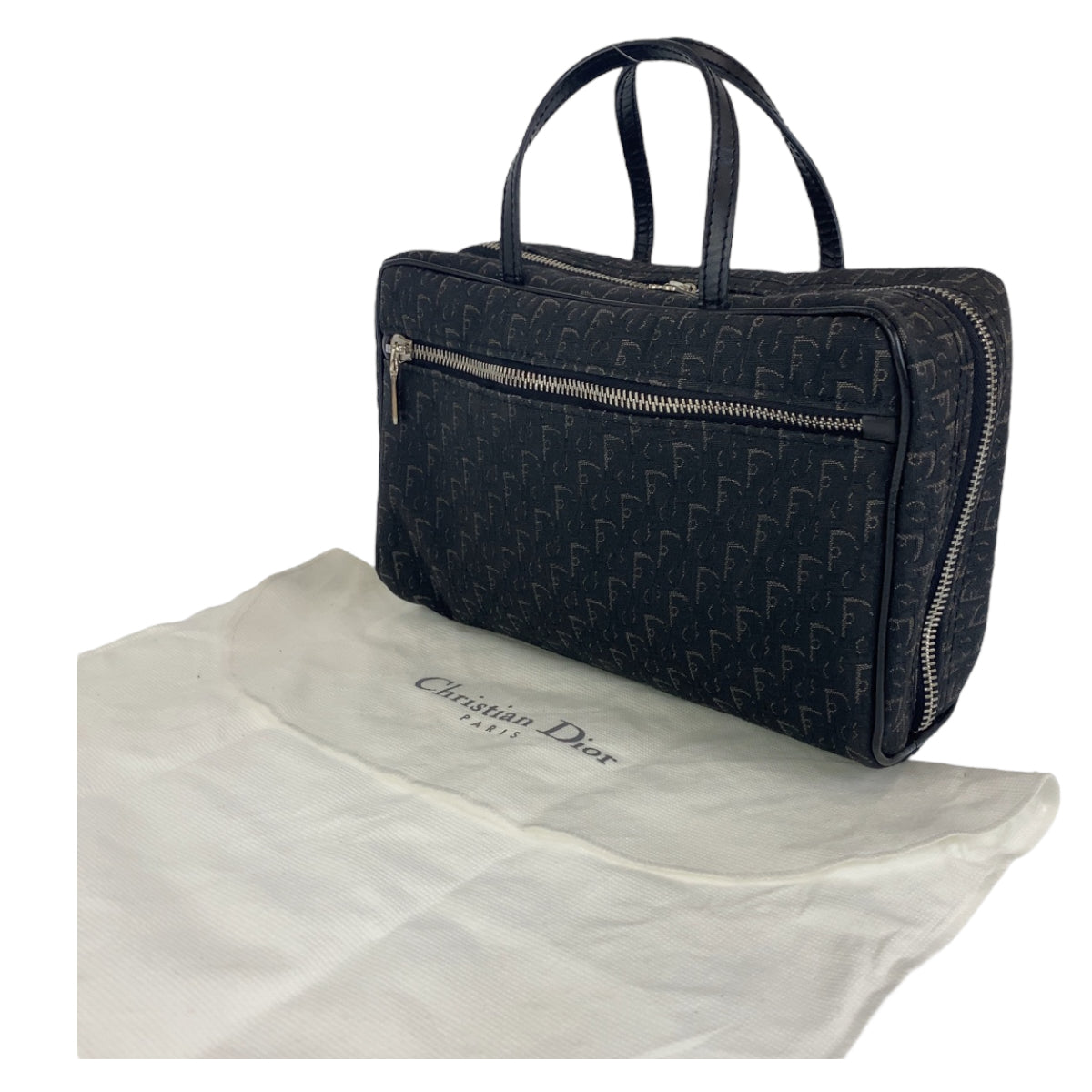Dior Handbag MC0053 canvas Black Silver Metal Trotter Oblique Street chic