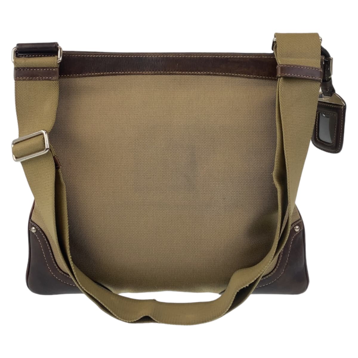 PRADA Shoulder Bag canvas Beige Brown SilverMetal Shoulder Bag Messenger bag Logo jacquard Women(Unisex) Used Authentic