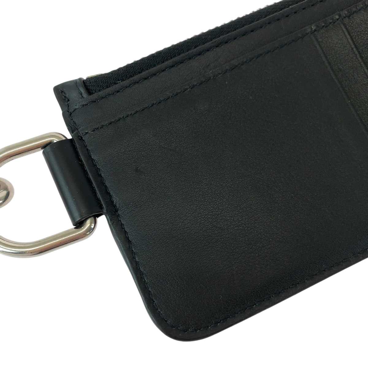 BALENCIAGA Coin case 655594 leather Black Silver Metal Chained Coin Case Fragment Case Card Case logo mens(Unisex) Used Authentic