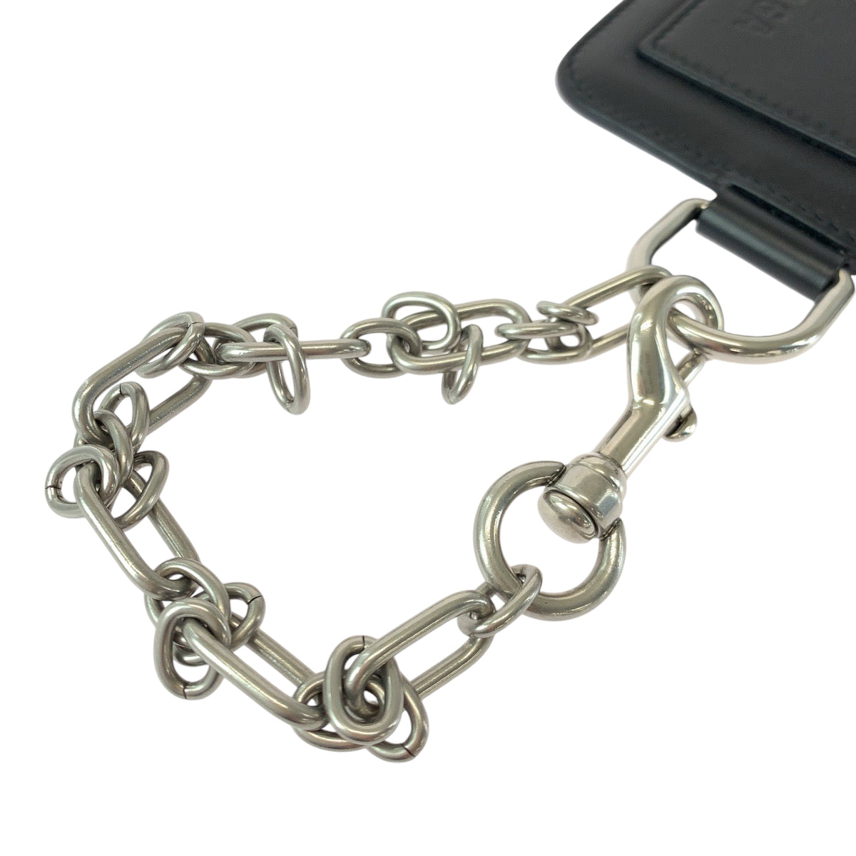 BALENCIAGA Coin case 655594 leather Black Silver Metal Chained Coin Case Fragment Case Card Case logo mens(Unisex) Used Authentic