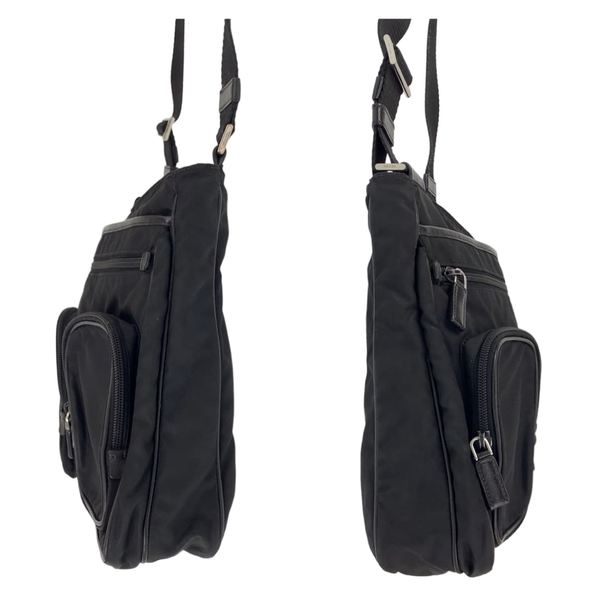 PRADA Shoulder Bag Nylon Black SilverMetal Shoulder Bag Messenger bag Test Triangular logo mens(Unisex) Used Authentic