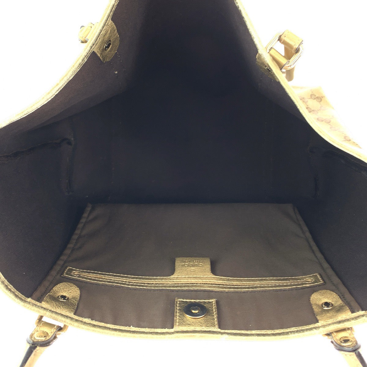 GUCCI Tote Bag 197953 GG Supreme Canvas Brown Gold Gold Metal Tote Bag Shoulder Bag GG crystal Women Used Authentic