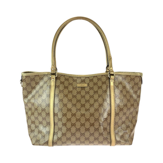GUCCI Tote Bag 197953 GG Supreme Canvas Brown Gold Gold Metal Tote Bag Shoulder Bag GG crystal Women Used Authentic