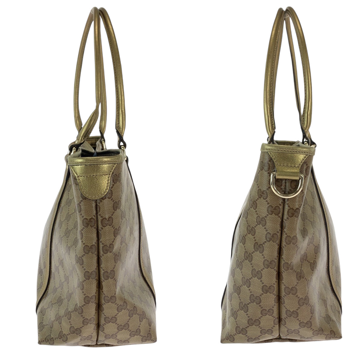 GUCCI Tote Bag 197953 GG Supreme Canvas Brown Gold Gold Metal Tote Bag Shoulder Bag GG crystal Women Used Authentic