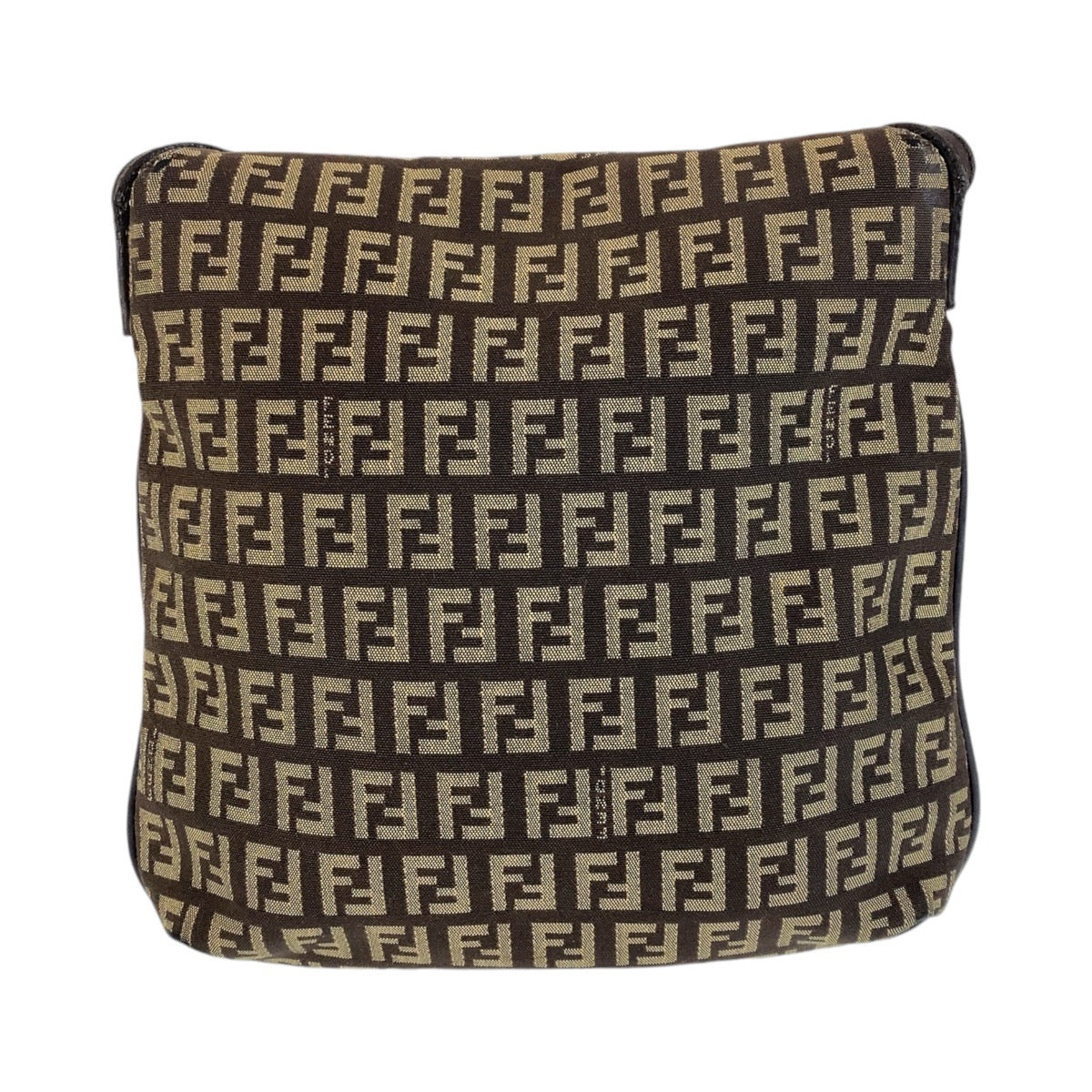 FENDI Shoulder Bag canvas Brown Silver Metal Shoulder Bag pochette Zucchino Kamsepochet Women Used Authentic