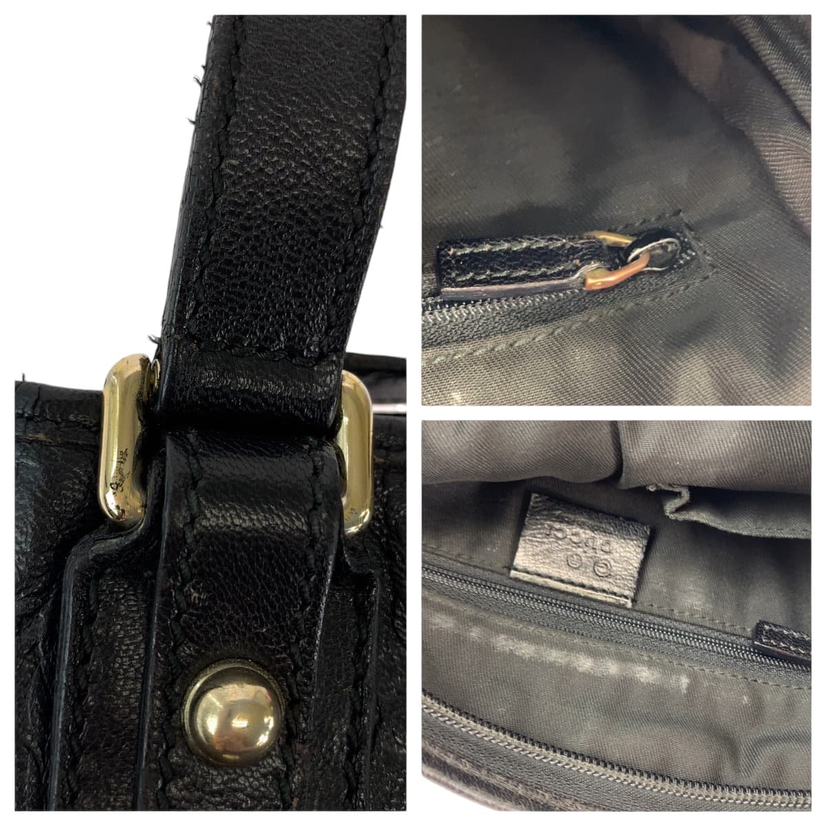 GUCCI Shoulder Bag 239347 leather Black SilverMetal Shoulder Bag pochette Guccisima Women(Unisex) Used Authentic